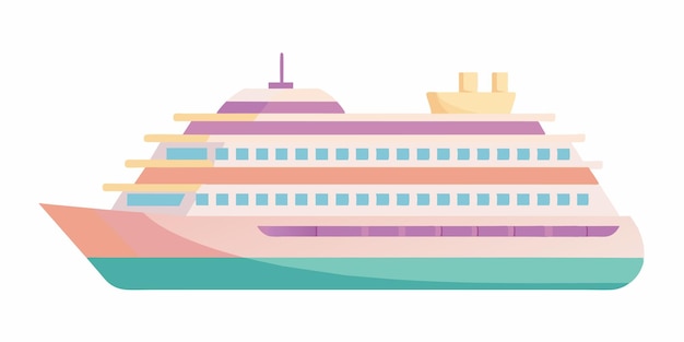 Vector a colorful ship with a pink roof and a purple stripe