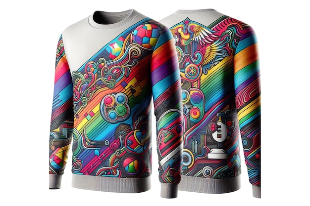 a colorful shirt with a rainbow design on the front