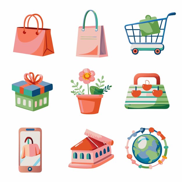 Colorful Shopping and Gift Icons