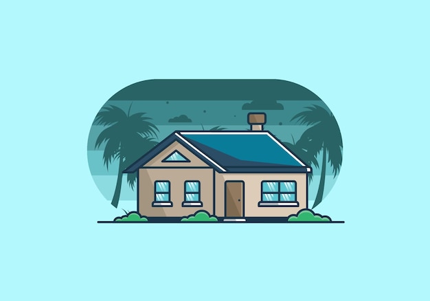 Colorful simple dream house flat illustration