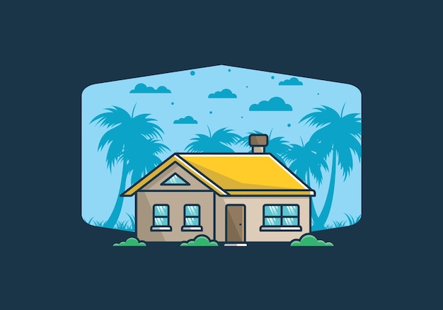 Colorful simple dream house flat illustration