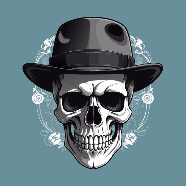 Vector colorful skull with hat clip art vector illustration