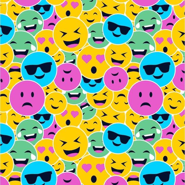 Colorful smile emoticons pattern