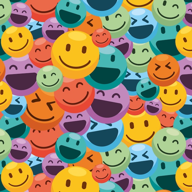 Colorful smile emoticons pattern