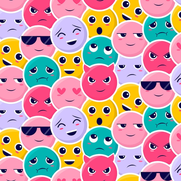 Colorful smile emoticons pattern