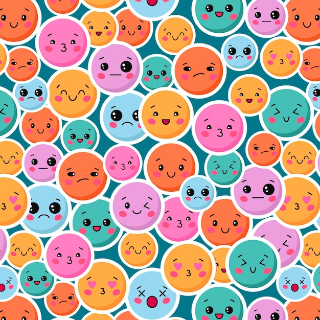 Colorful smile emoticons pattern