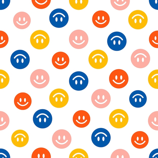 Colorful smiley face seamless pattern