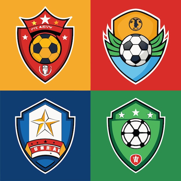 Colorful Soccer Emblems and Shields Design for Sports Teams and Leagues