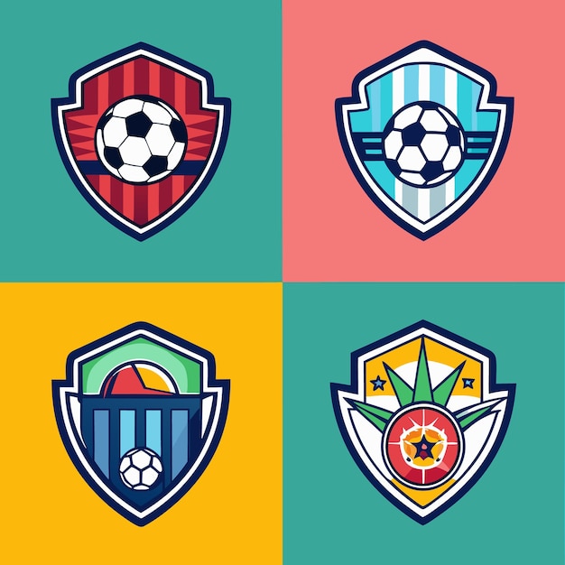 Colorful Soccer Emblems and Shields Design for Sports Teams and Leagues