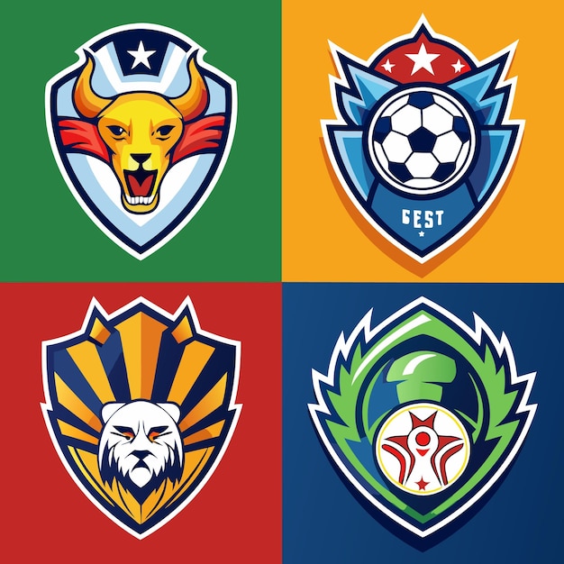 Colorful Soccer Emblems and Shields Design for Sports Teams and Leagues