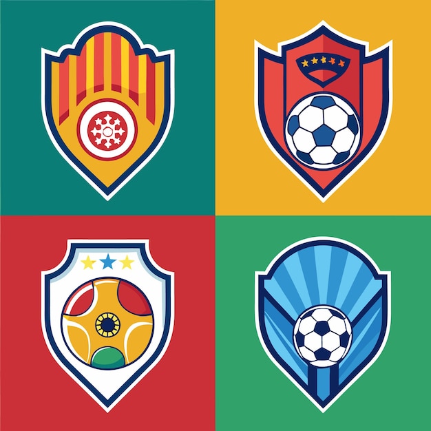 Colorful Soccer Emblems and Shields Design for Sports Teams and Leagues