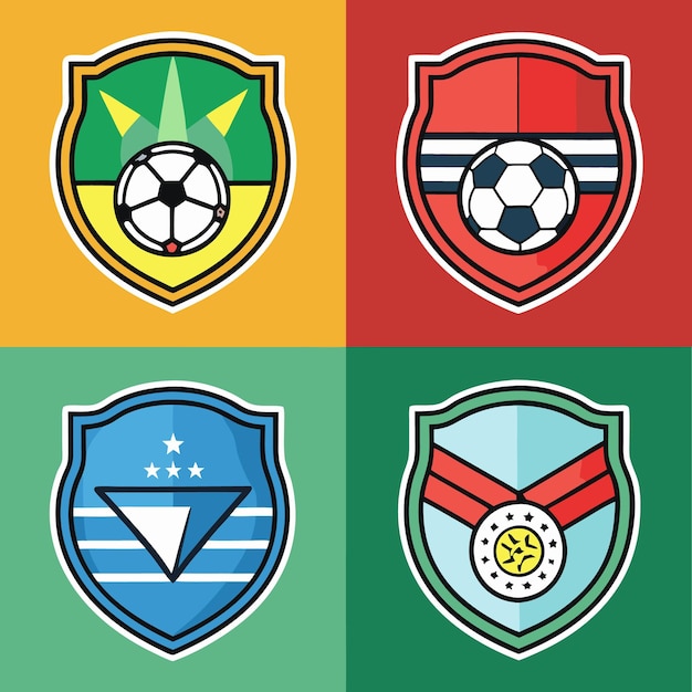 Colorful Soccer Emblems and Shields Design for Sports Teams and Leagues