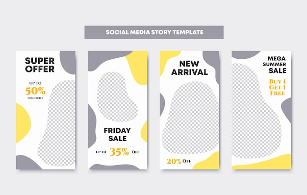 Colorful social media post abstract design template with yellow grey and white pastel colors combination Promotion for baby store and fashion sale Available for your need Vector illustration