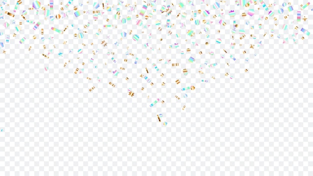 Colorful sparkles that fall from above, on transparent background