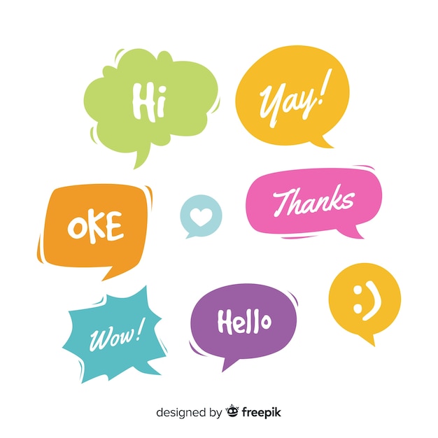 Colorful speech bubbles with different expressions