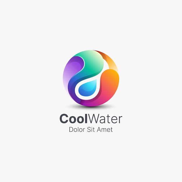 Colorful sphere with cool water drop logo