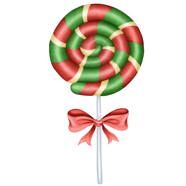 Colorful spiral lollipop with red ribbon vector illustration