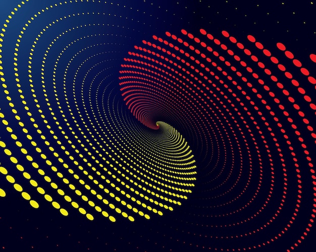 A colorful spiral with a red and yellow swirl in the middle