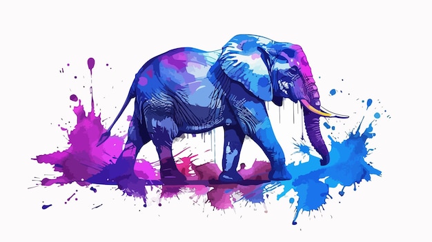 Vector colorful splash illustration of elephant