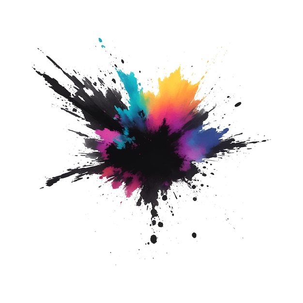 Vector a colorful splash of paint is shown with a white background