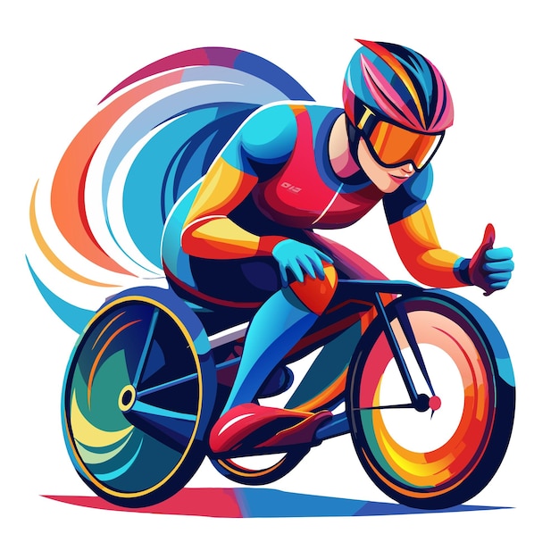 Colorful Sport Logo Handcyclist race Vector