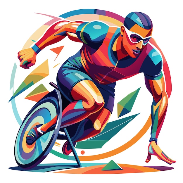 Colorful Sport Logo Paralympic sprinter track Vector