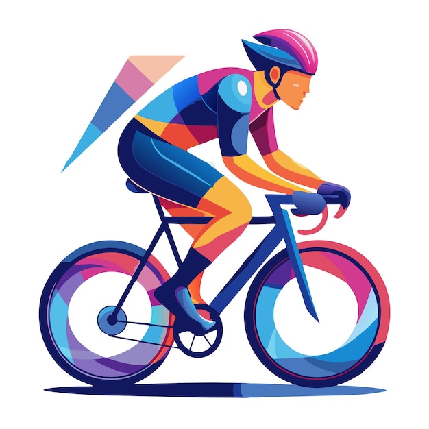 Colorful Sport Logo Virtual cyclist pedaling Vector