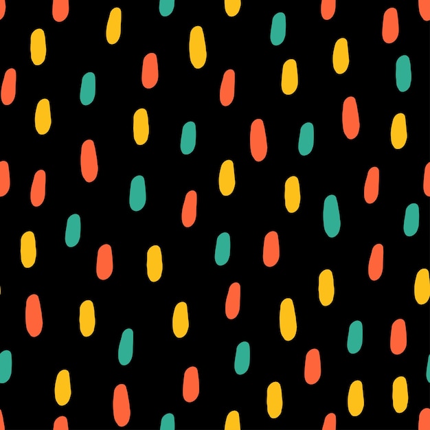 Colorful spots seamless pattern with black background.