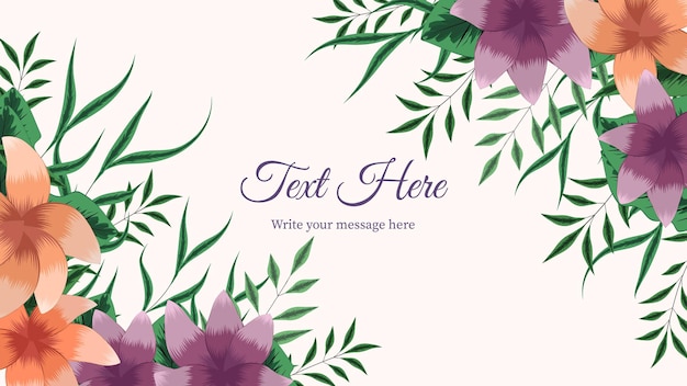 Colorful spring floral background template elegant flowers, leaves