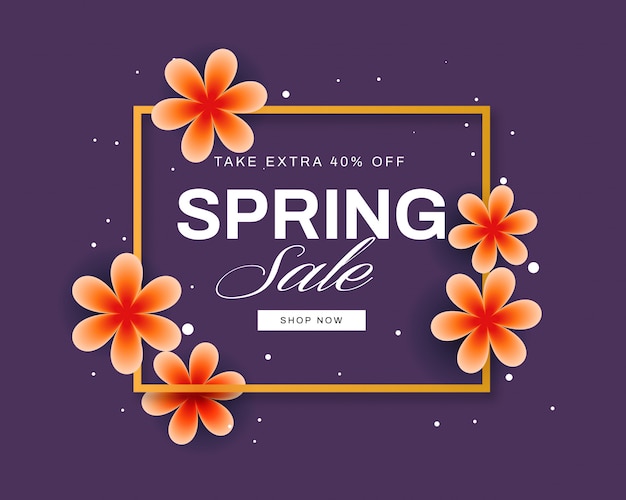 Colorful Spring sale banner with beautiful flowers