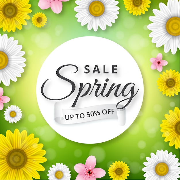 Colorful spring sale in paper style