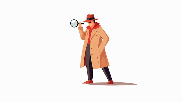 Vector colorful spy man vector with magnifying glass