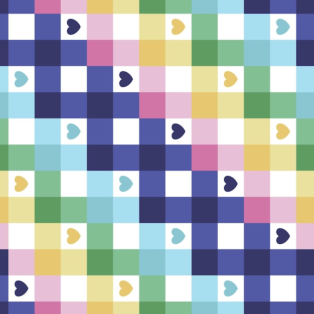 A colorful squares with hearts