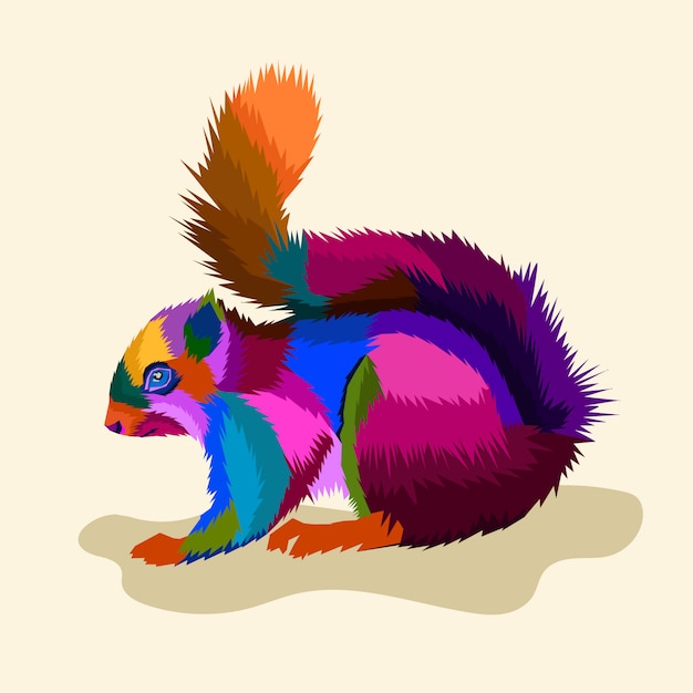 Colorful squirrel pop art style