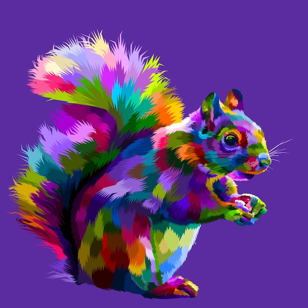 Vector colorful squirrel on pop art vector illustration