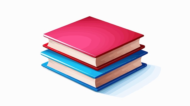 Vector colorful stack of three thick books one on top of another icon flat vector illustration