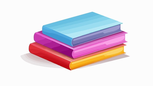 Vector colorful stack of three thick books one on top of another icon flat vector illustration