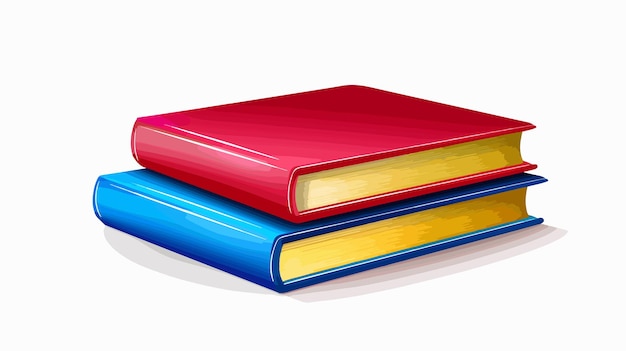 Colorful Stack of Three Thick Books One on Top of Another Icon Flat Vector Illustration