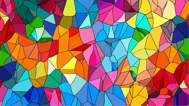 Colorful Stained Glass Voronoi Abstract Vector Illustration