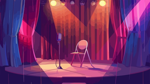 Vector colorful standup comedy scene poster panorama