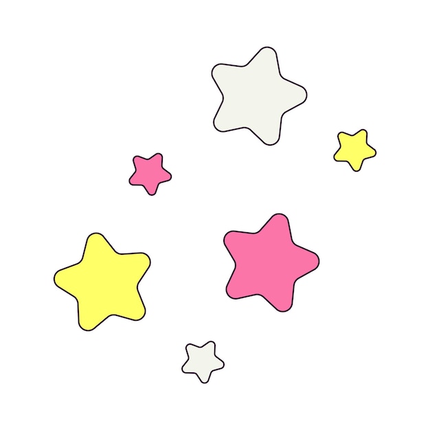 Colorful Stars Pink White Yellow Groove Style Sticker