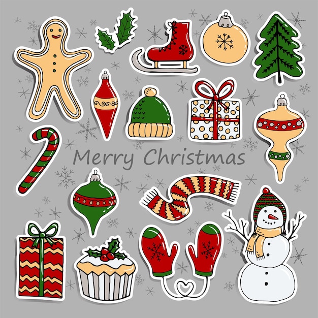 Colorful sticker set Snowman mittens cupcake Christmas tree New Year's toys cookie hat skates gift