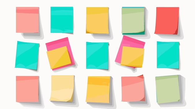 Vector colorful sticky notes on glass wall