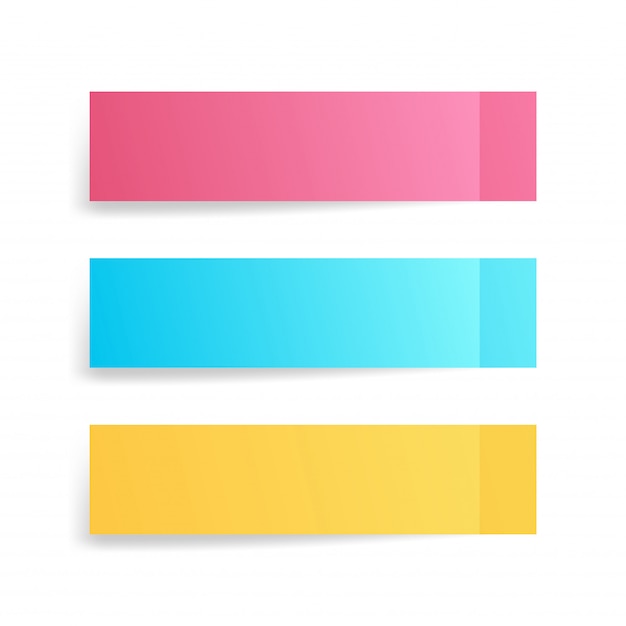 Colorful sticky notes set, post stickers with shadows isolated