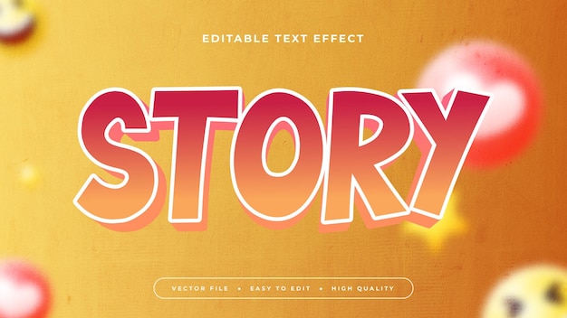 Vector colorful story 3d editable text effect font style