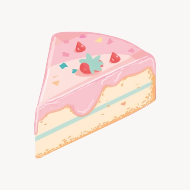 Vector colorful strawberry cake slice