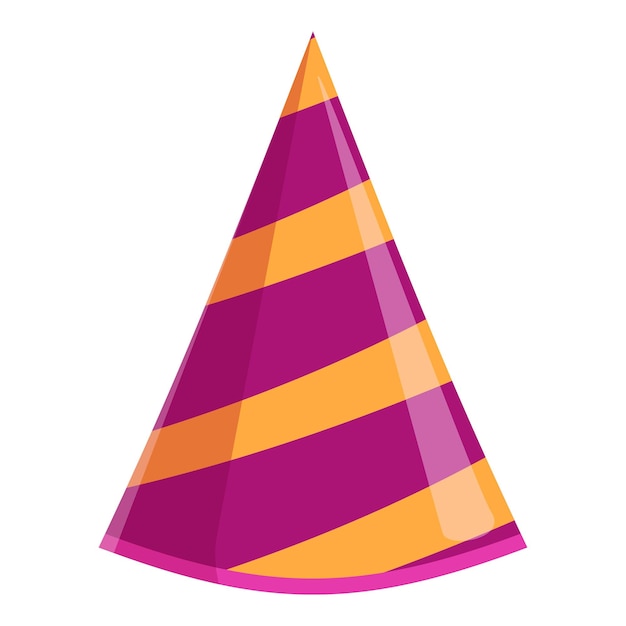 Vector colorful striped party hat standing on white background