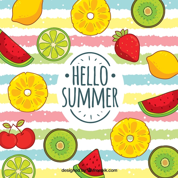 Colorful summer background with fruits pattern