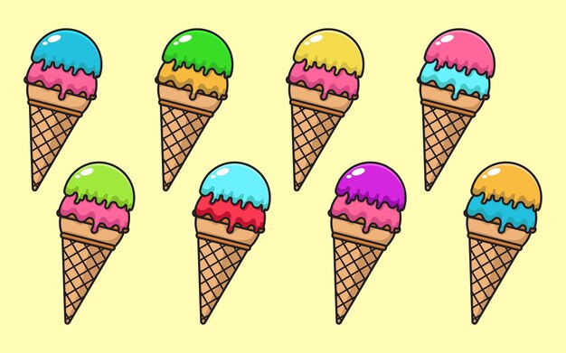 Colorful summer ice cream bundle collection