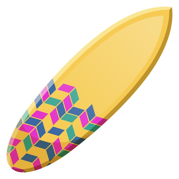 Colorful surfboard icon Cartoon yellow wooden board